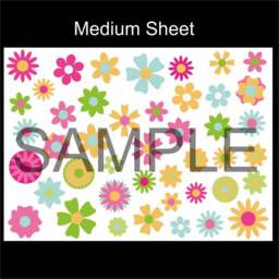 Retro Flowers Wall Art Sticker Kit Decal Mural 60S 70S Vintage Floral Hippy Art Multicolour Pink Funky - thumbnail 2