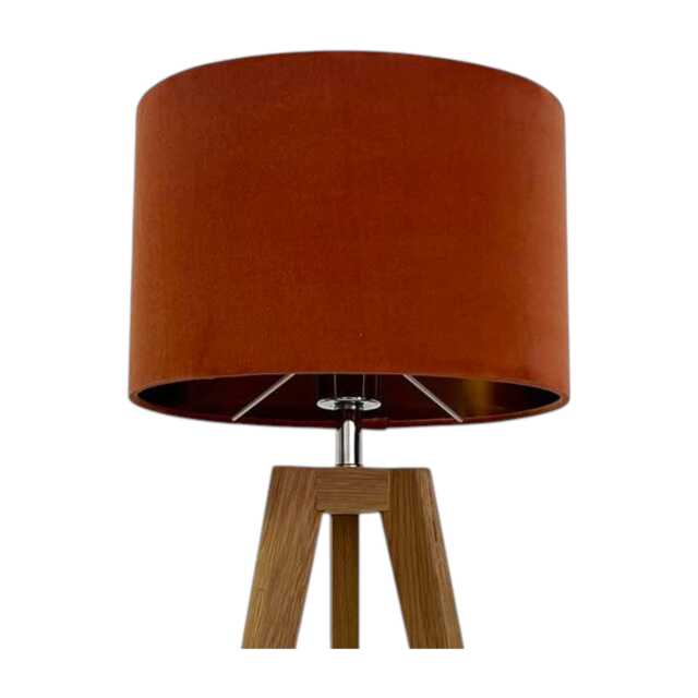 Burnt Orange Velvet Brushed Copper Oval Lampshade - image 1