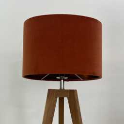 Burnt Orange Velvet Brushed Copper Oval Lampshade - thumbnail 4