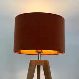Burnt Orange Velvet Brushed Copper Oval Lampshade - thumbnail 3