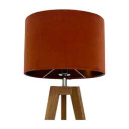 Burnt Orange Velvet Brushed Copper Oval Lampshade - thumbnail 1