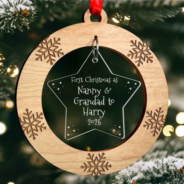 Personalised 1st First Christmas As Nanny & Grandad Decorations - Grandparents Granny Grandpa Nanna With Red Bag - image 1
