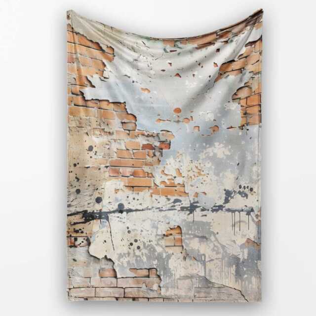 Child Walking Across Exposed Brick Graffiti, Bedroom Living Room Accent, Unique Artistic Design - Super Soft Fleece Blanket Bed Sofa Throw - image 1