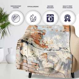 Child Walking Across Exposed Brick Graffiti, Bedroom Living Room Accent, Unique Artistic Design - Super Soft Fleece Blanket Bed Sofa Throw - thumbnail 2