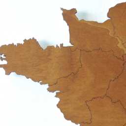 3D Wooden Map France With Engraved Regions - Region Borders Wall Decor, Ideal For Travel Enthusiasts & Interior Design - thumbnail 2