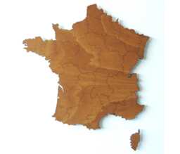 3D Wooden Map France With Engraved Regions - Region Borders Wall Decor, Ideal For Travel Enthusiasts & Interior Design - thumbnail 1