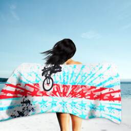 Stars & Stripes Beach Towel Bicycle Art, American Flag, Mtb Gift - thumbnail 2