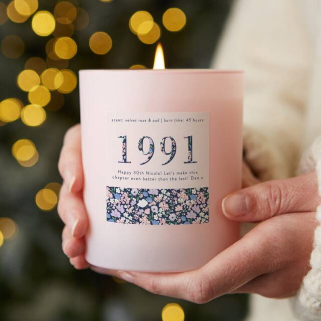 30Th Birthday Candle Floral Birth Year, Pink Jar - image 1
