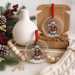 Jimothy Raccoon Christmas Ornament, Custom Name Santa Hat Acrylic Funny Woodland Animal Holiday Gift, Lover Keepsake - thumbnail 4