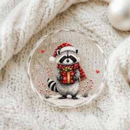 Jimothy Raccoon Christmas Ornament, Custom Name Santa Hat Acrylic Funny Woodland Animal Holiday Gift, Lover Keepsake - thumbnail 3