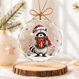 Jimothy Raccoon Christmas Ornament, Custom Name Santa Hat Acrylic Funny Woodland Animal Holiday Gift, Lover Keepsake - thumbnail 2