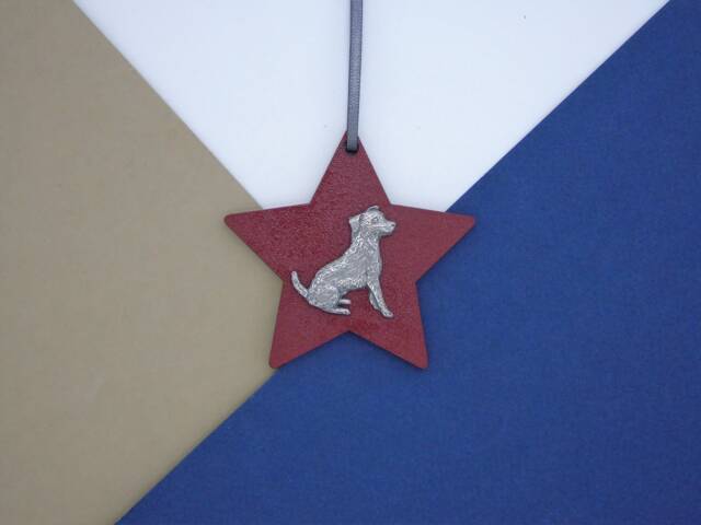 Jack Russell Wooden Star -Jack Christmas Ornament - Tree Decoration Dog Hanging Mum Gift - image 1