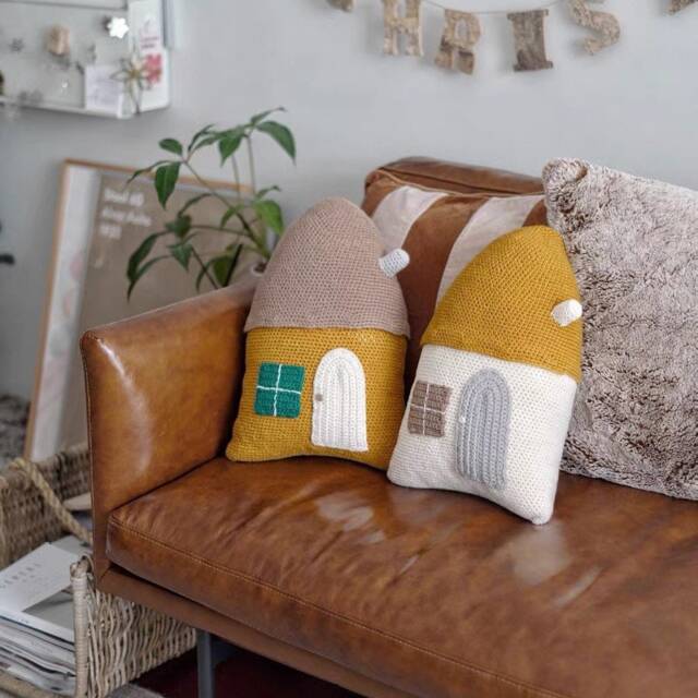 Crochet House Shaped Decorative Pillows - image 1