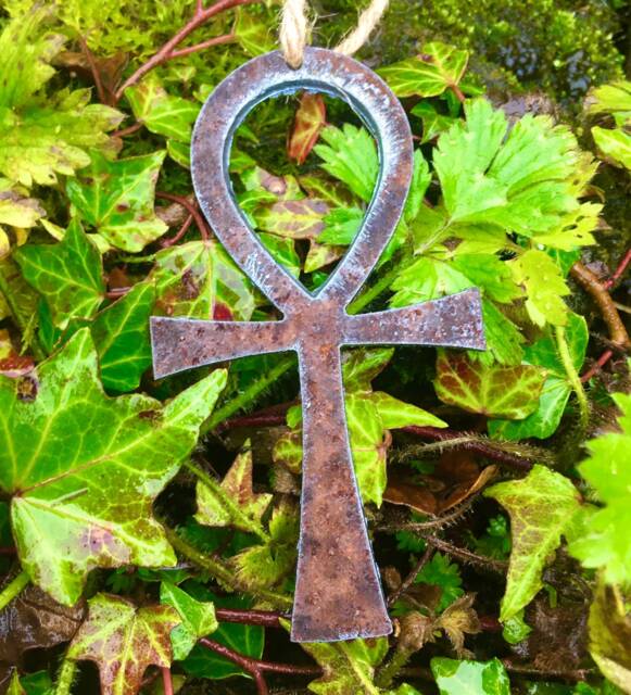 Egyptian Ankh Cross Rusty Christmas Tree Ornament Gift Egypt Symbol Rustic Hanger Wall Decoration 10cm - image 1