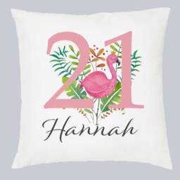 Personalised 21st Birthday Cushion - Flamingo Gift For Her - thumbnail 2