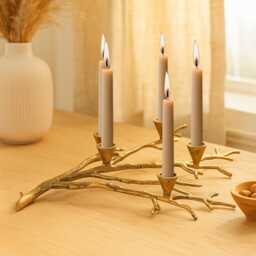 Branch Design 5-Light Taper Candle Holder Antique Brass - Handmade Aluminum Candelabra Centerpiece Decorating & Gifting