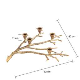 Branch Design 5-Light Taper Candle Holder Antique Brass - Handmade Aluminum Candelabra Centerpiece Decorating & Gifting - thumbnail 2