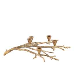Branch Design 5-Light Taper Candle Holder Antique Brass - Handmade Aluminum Candelabra Centerpiece Decorating & Gifting - thumbnail 4