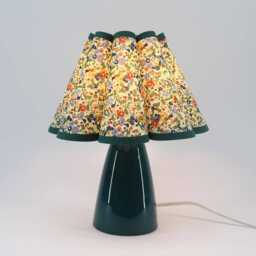 Handmade Floral Lampshade Table Lamp Ceramic Base, Dark Green Trim-115# - thumbnail 4