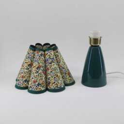 Handmade Floral Lampshade Table Lamp Ceramic Base, Dark Green Trim-115# - thumbnail 3