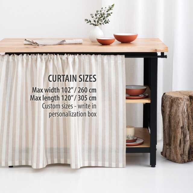 Linen Kitchen Curtains, Cafe Linen Drapery For Kitchen, Privacy Tier Valances Bookshelf, Shelf Cabinet Skirt - image 1