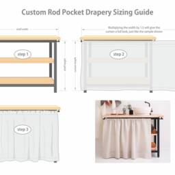 Linen Kitchen Curtains, Cafe Linen Drapery For Kitchen, Privacy Tier Valances Bookshelf, Shelf Cabinet Skirt - thumbnail 3