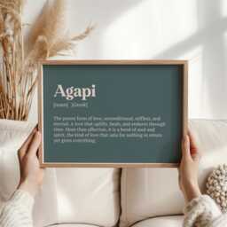 Agapi Greek Word Print - Premium Love Definition Wall Art Christmas Gift For Partner, Wedding, Or Anniversary - thumbnail 2
