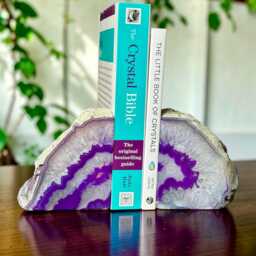 Purple Agate & Quartz Crystal Geode Bookends - Luxury Natural Book Ends Home D??cor Office Shelf Styling Set #1 - thumbnail 2