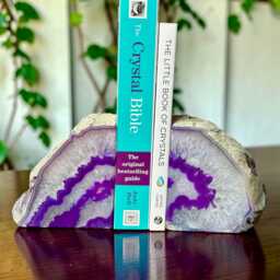 Purple Agate & Quartz Crystal Geode Bookends - Luxury Natural Book Ends Home D??cor Office Shelf Styling Set #1 - thumbnail 3