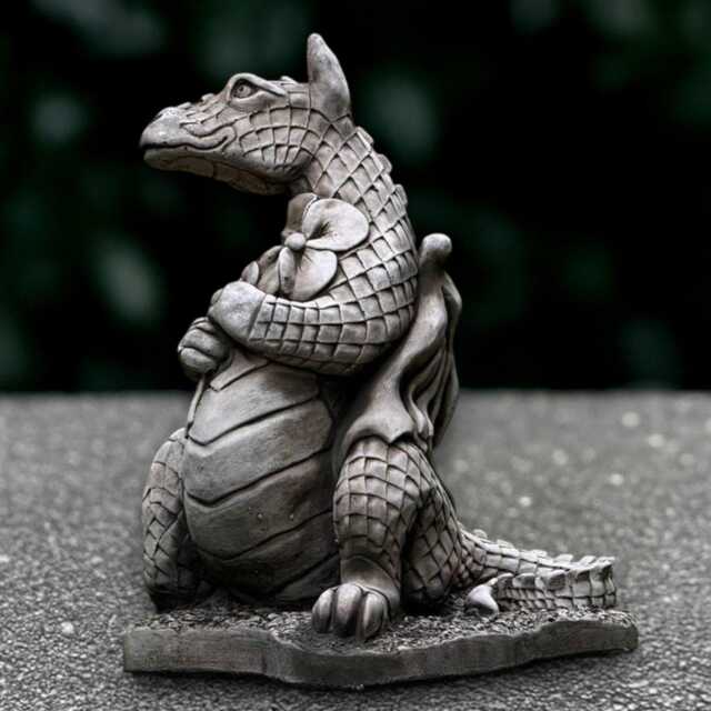 Large Dragon With Flowers Statue Concrete Decoration Handmade Ornament Wildlife Sculpture Art Lover Gift - image 1