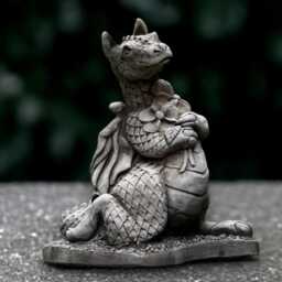 Large Dragon With Flowers Statue Concrete Decoration Handmade Ornament Wildlife Sculpture Art Lover Gift - thumbnail 3