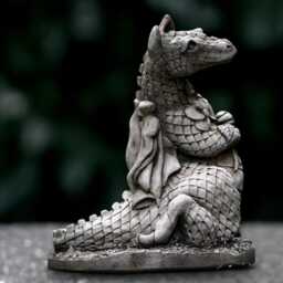 Large Dragon With Flowers Statue Concrete Decoration Handmade Ornament Wildlife Sculpture Art Lover Gift - thumbnail 4