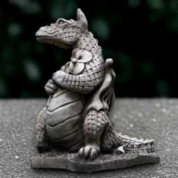 Large Dragon With Flowers Statue Concrete Decoration Handmade Ornament Wildlife Sculpture Art Lover Gift - thumbnail 1