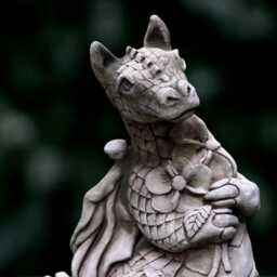Large Dragon With Flowers Statue Concrete Decoration Handmade Ornament Wildlife Sculpture Art Lover Gift - thumbnail 2