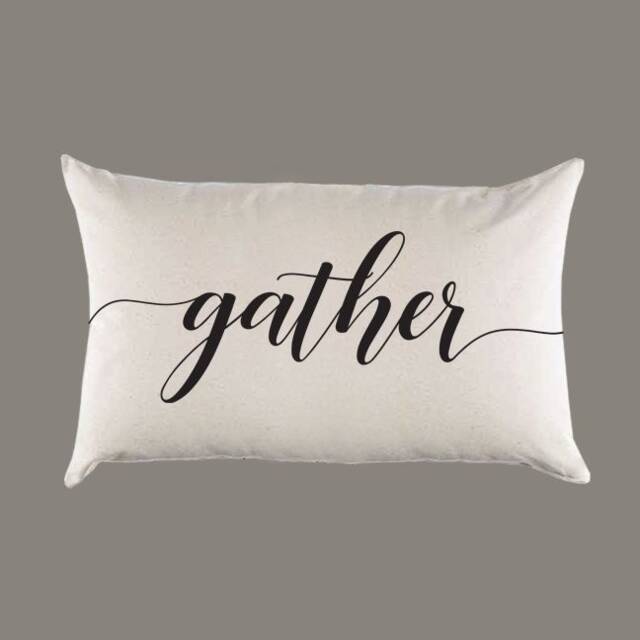Gather Canvas Pillow Or Cover - Home Throw Lumbar Farmhouse Decor - image 1
