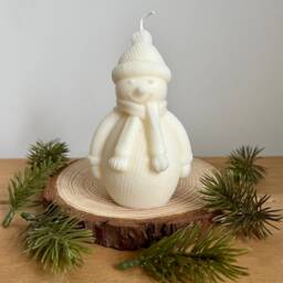 Snowman Shaped Candle Vegan Soy Wax Christmas Decor - thumbnail 2