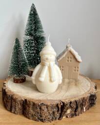 Snowman Shaped Candle Vegan Soy Wax Christmas Decor - thumbnail 1