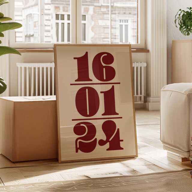Personalised Date Print - Wall Art Poster Anniversary Custom Decor Birthday Wedding Gift Valentines - image 1