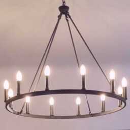 12-Light Wagon Wheel Chandelier With Hand Painted Black Finish - thumbnail 3