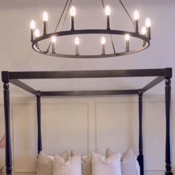 12-Light Wagon Wheel Chandelier With Hand Painted Black Finish - thumbnail 2