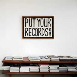 Retro Wall Art Print, Mid Century Modern Art, Red Put Your Records Hand Painted Music Prints, Landscape - thumbnail 3