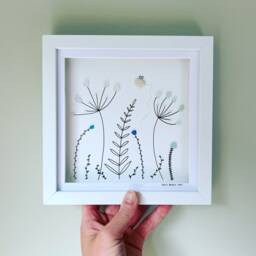 Cornish Sea Glass Flower Wall Art Framed Botanical Picture Summer Decor Birthday Gift For Her Handmade in Cornwall - thumbnail 2
