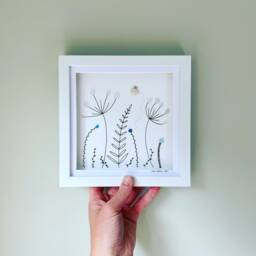 Cornish Sea Glass Flower Wall Art Framed Botanical Picture Summer Decor Birthday Gift For Her Handmade in Cornwall - thumbnail 3