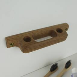 Wooden Toothbrush & Toothpaste Holder For 2 Brushes, Wall Mounted Bathroom Accessories - thumbnail 3