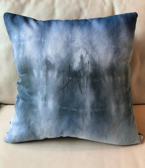 White Denim, Misty Blue & Grey Hand Dyed With Stitch Detail, Style 1 - image 1