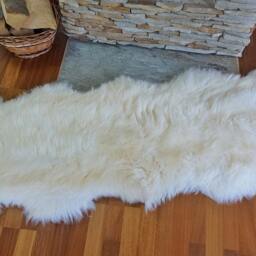 "Giant Sheepskin Double White Throw Genuine Leather Wool Carpet 79"" X 30" - thumbnail 2