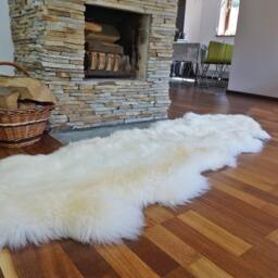 "Giant Sheepskin Double White Throw Genuine Leather Wool Carpet 79"" X 30" - thumbnail 3