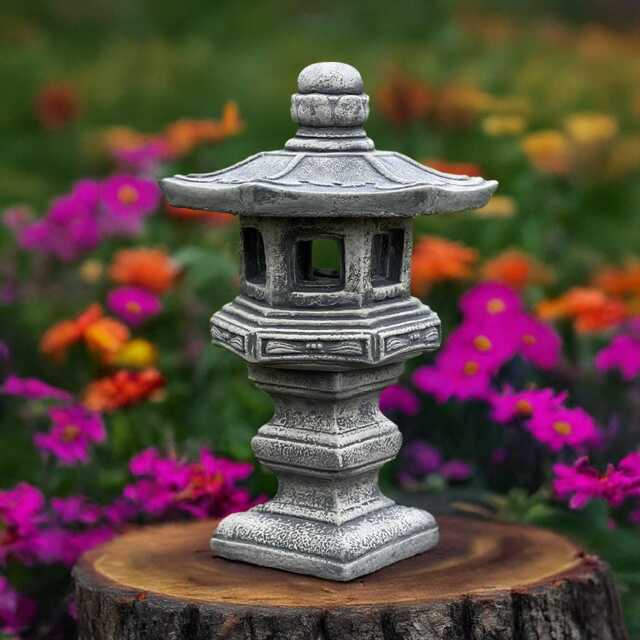 Outdoor Garden Pagoda Concrete Zen Decor Japanese Lantern Sculpture Meditation Statue Cement Asian Ornament Spiritual Yard Light Asian Gift - image 1