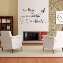 Happy, Thankful, Family Wall Art Quote, Modern Transfer, PVC Decal, Home Decor - thumbnail 3