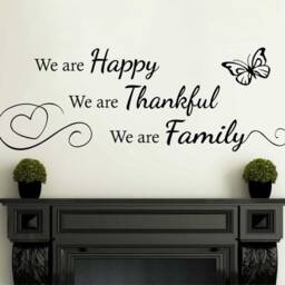 Happy, Thankful, Family Wall Art Quote, Modern Transfer, PVC Decal, Home Decor - thumbnail 2